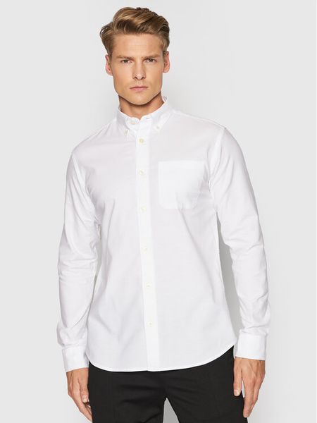 Selected Homme Koszula Rick 16077359 Biały Regular Fit. Białe koszule męskie Selected Homme, l, bez wzorów, z bawełny, bez kołnierzyka, bez ramiączek. Za 129.99 zł.