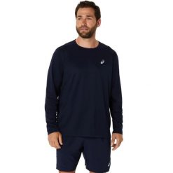 Koszulka z długim rękawem Asics Core. Niebieskie koszulki sportowe męskie Asics, l, bez wzorów, z materiału, bez kołnierzyka, bez ramiączek, do biegania. Za 192.40 zł.