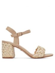 DeeZee Sandały XFV3269-84 Beżowy. Brązowe sandały damskie DeeZee, bez wzorów, z syntetyku, bez obcasa, na słupku, bez zapięcia. Za 129.99 zł.
