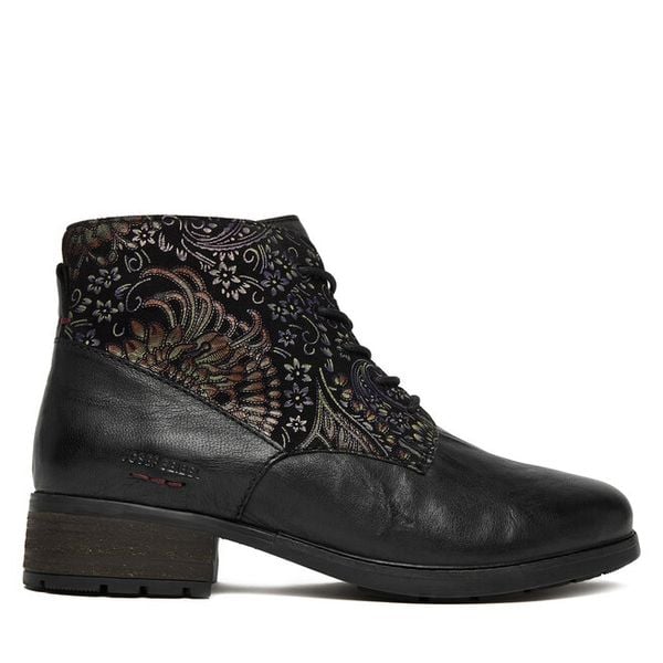 Trzewiki Josef Seibel. Czarne botki damskie Josef Seibel, bez obcasa, na słupku, bez zapięcia. Za 419.99 zł.