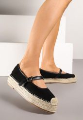 Czarne Espadryle Ozdobione Paskiem i Plecionką Fevandre. Czarne espadryle damskie Born2be, na lato, bez wzorów, eleganckie, bez obcasa, bez zapięcia. Za 74.99 zł.