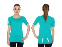 Koszulka damska krótki rękaw Brubeck Athletic lazurowa zieleń M SS11080. Niebieskie koszulki sportowe damskie Brubeck, m, bez wzorów, z poliamidu, bez kołnierzyka, bez ramiączek, do biegania. Za 77.99 zł.
