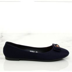 Baleriny damskie granatowe JM3553J Azul Marino. Niebieskie baleriny damskie ButyModne, bez wzorów, prążkowane, eleganckie, bez obcasa. Za 69.00 zł.