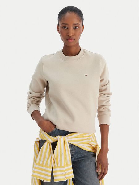 Tommy Jeans Bluza Flag DW0DW19959 Beżowy Regular Fit. Brązowe bluzy damskie Tommy Jeans, l, bez wzorów, z bawełny, bez kaptura. Za 289.99 zł.