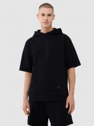 4F Bluza z krótkim rękawem z kapturem męska - czarna L. Czarne bluzy męskie 4f, l, bez wzorów, z bawełny, z kapturem. W wyprzedaży za 79.99 zł.