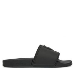 Klapki KARL LAGERFELD. Czarne klapki damskie KARL LAGERFELD, bez wzorów, bez obcasa. Za 259.99 zł.