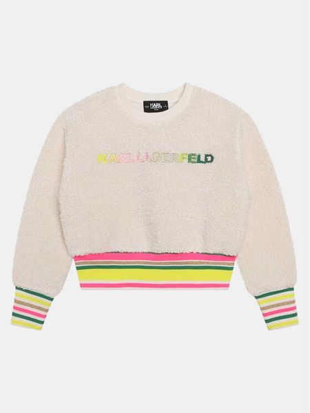 Karl Lagerfeld Kids Bluza Z15460 M Biały Regular Fit. Białe bluzy dla dziewczynek Karl Lagerfeld Kids, bez wzorów, z syntetyku, bez ramiączek, bez kaptura. Za 359.99 zł.