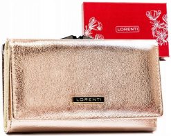 Portfel skórzany Lorenti 55020-MST złoty. Żółte portfele damskie LORENTI, bez wzorów, ze skóry. Za 87.99 zł.