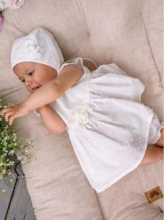 Jamiks Sukienka elegancka Betsy JLF051 Beżowy Regular Fit. Brązowe sukienki niemowlęce Jamiks, bez wzorów, z bawełny, bez ramiączek. Za 169.99 zł.