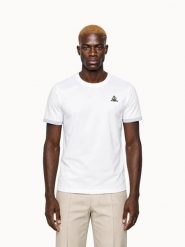 T-shirt Coq d'Or z podwójnego jersey Coq d'Or. Białe t-shirty męskie le coq sportif, xl, bez wzorów, z bawełny, eleganckie, bez kołnierzyka. Za 313.00 zł.