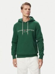 Tommy Hilfiger Bluza Logo MW0MW11599 Zielony ciemny Regular Fit. Zielone bluzy męskie Tommy Hilfiger, m, bez wzorów, z bawełny, bez kaptura. Za 489.99 zł.