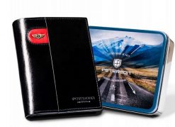 Portfel skórzany Peterson [D] PTN 22308L-VT-E czarny. Czarne portfele męskie Peterson, bez wzorów, ze skóry. Za 107.99 zł.