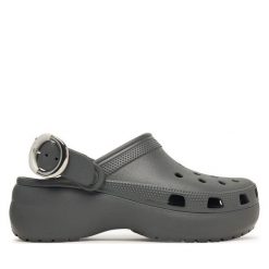 Klapki Crocs. Szare klapki damskie Crocs, bez wzorów, bez obcasa. Za 299.99 zł.