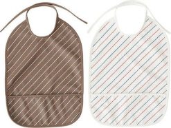 Śliniak z kieszonką Striped biały i brązowy 2 szt. Białe śliniaki dla dzieci OYOY, bez wzorów. Za 95.00 zł.