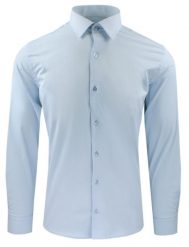 Taliowana Koszula Wizytowa, Męska - Victorio - Błękitna. Niebieskie koszule męskie Victorio, m, bez wzorów, z bawełny, eleganckie, bez kołnierzyka, bez ramiączek. Za 139.00 zł.