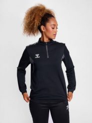 Damska bluza dresowa half zip Hummel Authentic. Czarne bluzy damskie Hummel, na wiosnę, xs, bez wzorów, z dresówki, bez kaptura. Za 192.45 zł.