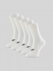 4F Skarpetki długie (5-pack) damskie - białe 35-38. Białe skarpety damskie 4f, bez wzorów, z bawełny. Za 69.99 zł.