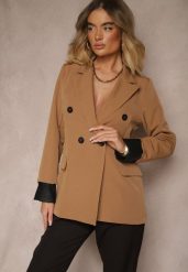 Brązowa Taliowana Marynarka Ozdobiona Klapami Evelhiria. Brązowe żakiety damskie Renee, l, bez wzorów, z jeansu, eleganckie. Za 119.99 zł.