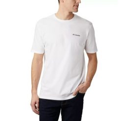 Koszulka turystyczna męska Columbia CSC Basic Logo Short Sleeve T-Shirt. Białe koszulki sportowe męskie Columbia, l, bez wzorów, sportowe, bez kołnierzyka. Za 90.99 zł.