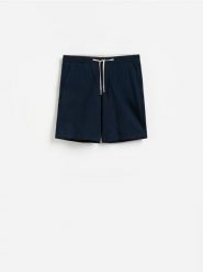 Szorty jogger z lnem - granatowy. Niebieskie szorty męskie Reserved, l, bez wzorów, z bawełny. Za 129.99 zł.