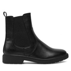 Botki Jana. Czarne botki damskie JANA, bez obcasa, na płaskiej podeszwie, bez zapięcia. Za 299.99 zł.