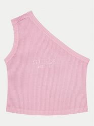 Guess Top J5GI27 KCSK4 Różowy Slim Fit. Czerwone t-shirty i topy dla dziewczynek Guess, z aplikacjami, z bawełny, bez ramiączek. Za 69.99 zł.