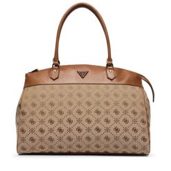 Torba weekendowa Guess. Brązowe torby podróżne damskie Guess, z aplikacjami. Za 799.99 zł.