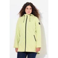 Damskie Długa kurtka softshell HYPRAR hydrofobowa trapezowy krój. Zielone kurtki sportowe damskie Ulla Popken, plus size, bez wzorów, z elastanu, bez kaptura, trekkingowe. Za 480.99 zł.