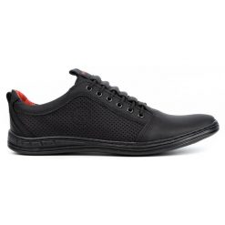 Polbut Buty męskie skórzane casual 2121p czarne. Czarne półbuty na co dzień męskie ze skóry, casualowe, bez zapięcia. Za 319.69 zł.