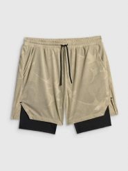 Szorty treningowe 2 w 1 z wykończeniem szybkoschnącym męskie beżowe 4F 2XL. Zielone szorty męskie Under Armour, m, bez wzorów, z materiału. Za 179.99 zł.