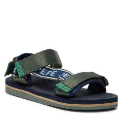 Sandały Pepe Jeans. Brązowe sandały chłopięce Pepe Jeans, z jeansu, bez zapięcia. Za 129.99 zł.