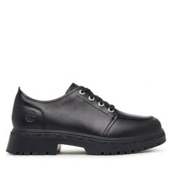 Oxfordy Timberland. Czarne półbuty damskie Timberland, bez wzorów, bez obcasa, bez zapięcia. Za 499.99 zł.