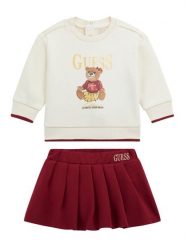 Guess Komplet bluza i spódniczka A5BG01 KAD74 Écru Regular Fit. Bluzy dla dziewczynek Guess, z aplikacjami, z bawełny. Za 227.50 zł.