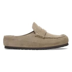 Birkenstock Naples Wrapped LEVE Taupe Klapki męskie. Szare klapki męskie Birkenstock, z zamszu, casualowe. Za 719.00 zł.