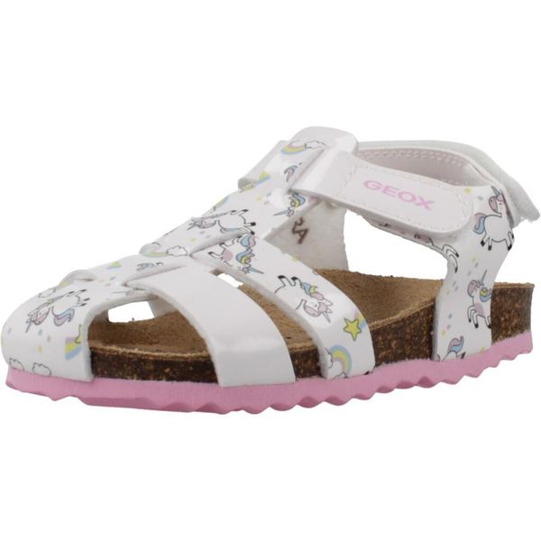 Sandały GEOX B SANDAL CHALKI Biały. Białe sandały damskie Geox, bez wzorów, z syntetyku, bez obcasa, bez zapięcia. Za 128.99 zł.