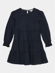 Tommy Hilfiger Sukienka codzienna Broderie Anglaise KG0KG07779 D Niebieski Regular Fit. Niebieskie sukienki dla dziewczynek Tommy Hilfiger, bez wzorów, z bawełny, bez ramiączek. Za 399.99 zł.