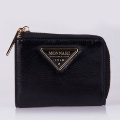 Monnari Portfel Damski Monnari Mały Błyszczący Czarny. Czarne portfele damskie Monnari, bez wzorów. Za 81.99 zł.