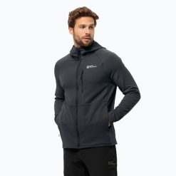 Bluza polarowa męska Jack Wolfskin Kolbenberg Hooded Fz. Czarne bluzy męskie Jack Wolfskin, m, bez wzorów, z polaru, bez kaptura. W wyprzedaży za 439.99 zł.