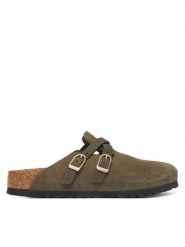 Birkenstock Klapki Blair D-Buckle 1033158 Zielony ciemny. Zielone klapki damskie Birkenstock, bez wzorów, ze skóry, bez obcasa. Za 749.99 zł.