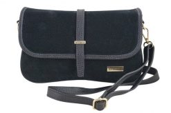 Zamszowa torebka damska Barberini's - Czarna. Czarne torebki shopper damskie Barberinis, bez wzorów, ze skóry, biznesowe, małe, zamszowe, bez dodatków. Za 242.99 zł.