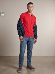 Bawełniana koszulka polo z motywem reniferów - czerwony. Czerwone koszulki polo męskie Sinsay, l, bez wzorów, z bawełny, bez ramiączek. Za 25.99 zł.