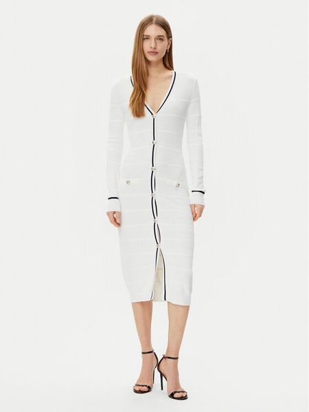 Marciano Guess Sweter 171623 Biały Classic Fit. Białe kardigany damskie Marciano Guess, m, z aplikacjami, z wiskozy, bez kołnierzyka, bez ramiączek, bez kaptura. Za 519.99 zł.