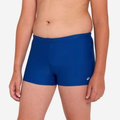 Bokserki Pływackie 100 Basic Dla Dzieci. Niebieskie kąpielówki dla chłopców NABAIJI, bez wzorów, z elastanu. Za 14.99 zł.