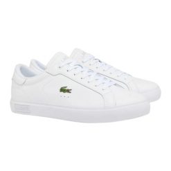 Tenisówki Lacoste Model Powercourt Kolor Biały. Białe trampki męskie Lacoste, bez wzorów, z gumy, eleganckie, bez zapięcia. Za 378.70 zł.
