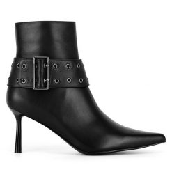 Botki Eva Minge. Czarne botki damskie Eva Minge, bez obcasa, na szpilce, bez zapięcia. Za 579.99 zł.