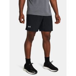 Spodenki do biegania męskie Under Armour Launch 7" Unlined reflective. Czarne krótkie spodenki sportowe męskie Under Armour, m, bez wzorów, do biegania. Za 89.99 zł.