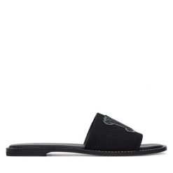 Klapki Max Mara. Czarne klapki damskie Max Mara, bez wzorów, bez obcasa. Za 974.99 zł.