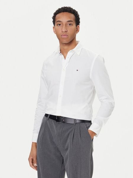 Tommy Hilfiger Koszula MW0MW40460 Biały Slim Fit. Białe koszule męskie Tommy Hilfiger, m, bez wzorów, z bawełny, bez kołnierzyka, bez ramiączek. Za 282.99 zł.