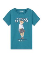 Guess T-Shirt J6YI08 K3710 Zielony Regular Fit. Zielone t-shirty i topy dla dziewczynek Guess, z aplikacjami, z bawełny, bez ramiączek. Za 114.99 zł.