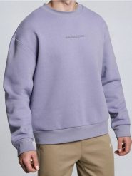 Bluza crewneck z nadrukiem - fioletowy. Fioletowe bluzy męskie Sinsay, l, bez wzorów, bez kaptura. Za 39.99 zł.